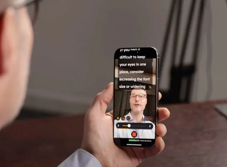 iPhone teleprompter suing in a video content