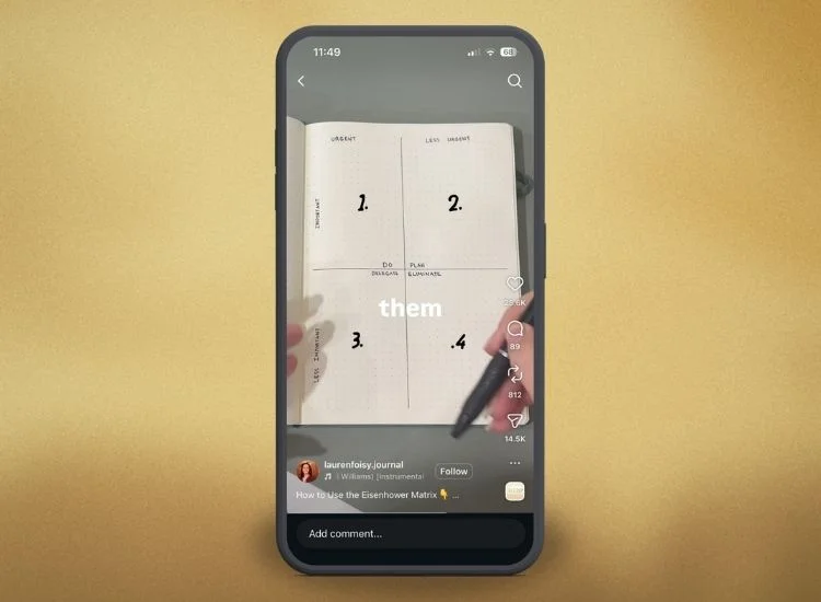 smartphone showing an educational content Instagram Reel