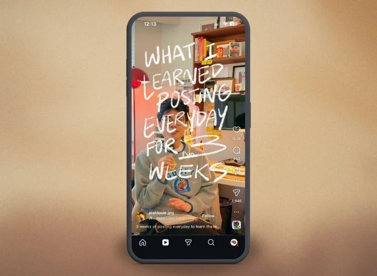 smartphone showing a storytelling content on Instagram Reel