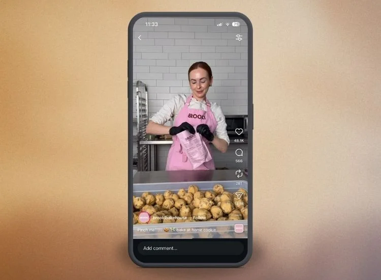smartphone showing a product and business content Instagram Reel 