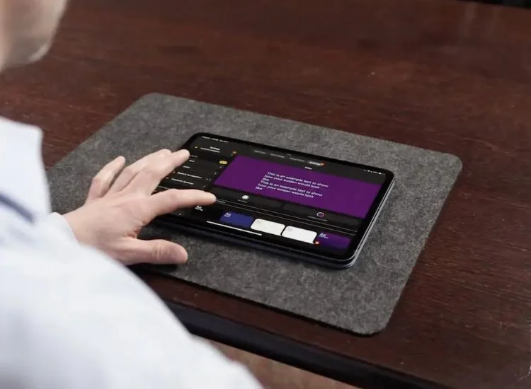 navigating Teleprompter.com app on iPad