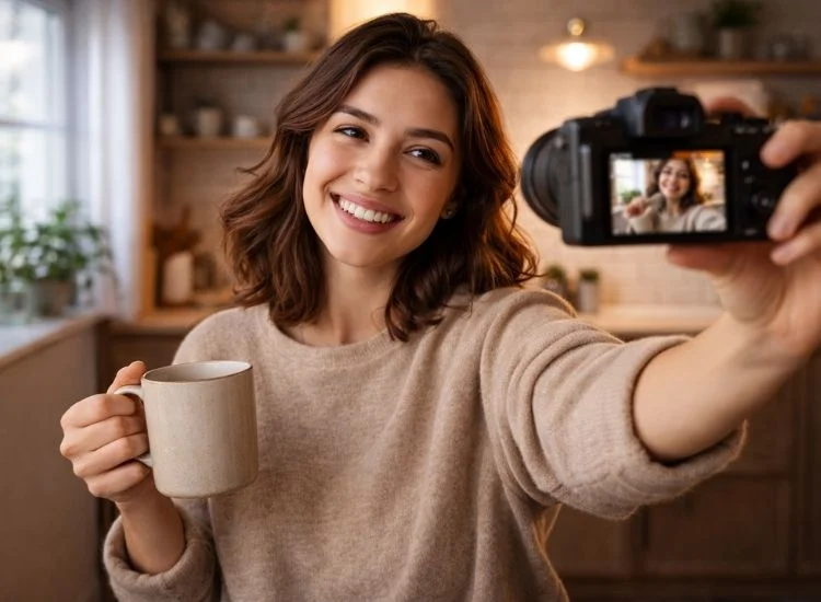 daily lifestyle vlogger filming her morning routine