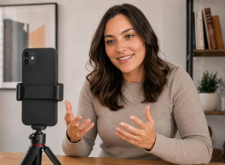 Teleprompter app recording setup for solo creators