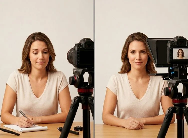 Teleprompter vs. no teleprompter: eye contact and delivery comparison