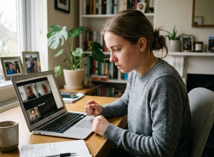 Presenter distracted by their own self-view on screen
