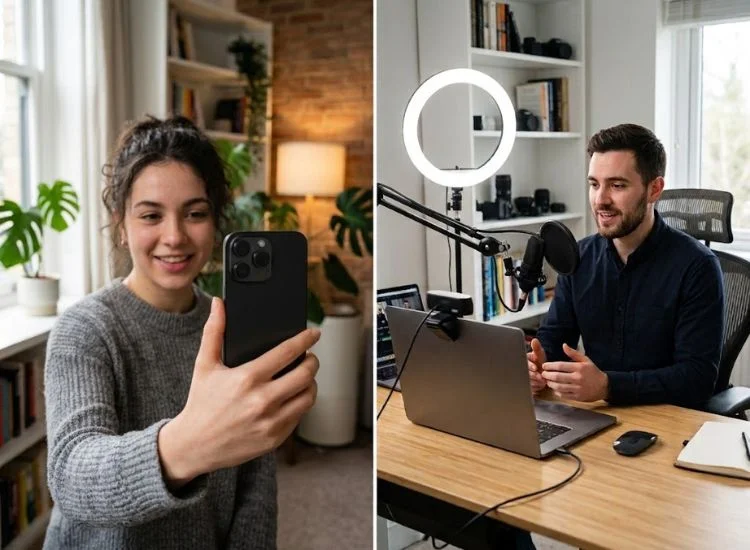 content creators using teleprompter apps in filming video content