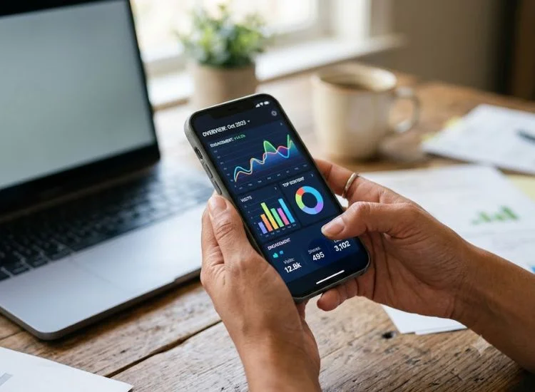 Creator reviewing social media audience analytics