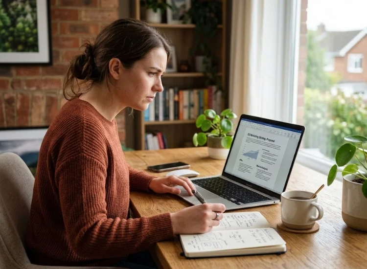 UGC creator reviewing a content usage rights agreement on a laptop