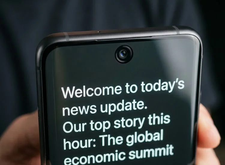 smartphone showing a script on a teleprompter app