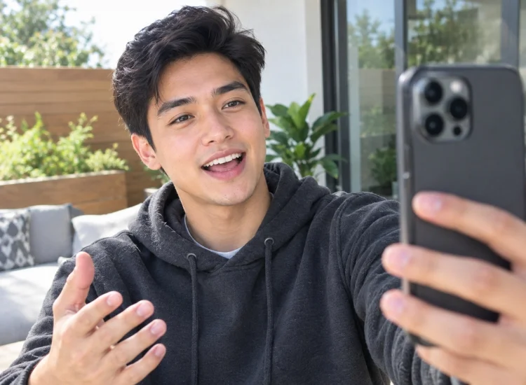 Creator recording a short-form live video on a smartphone