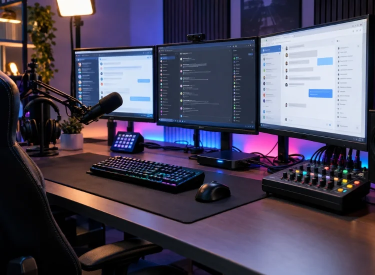 Streaming setup broadcasting to multiple platforms at once