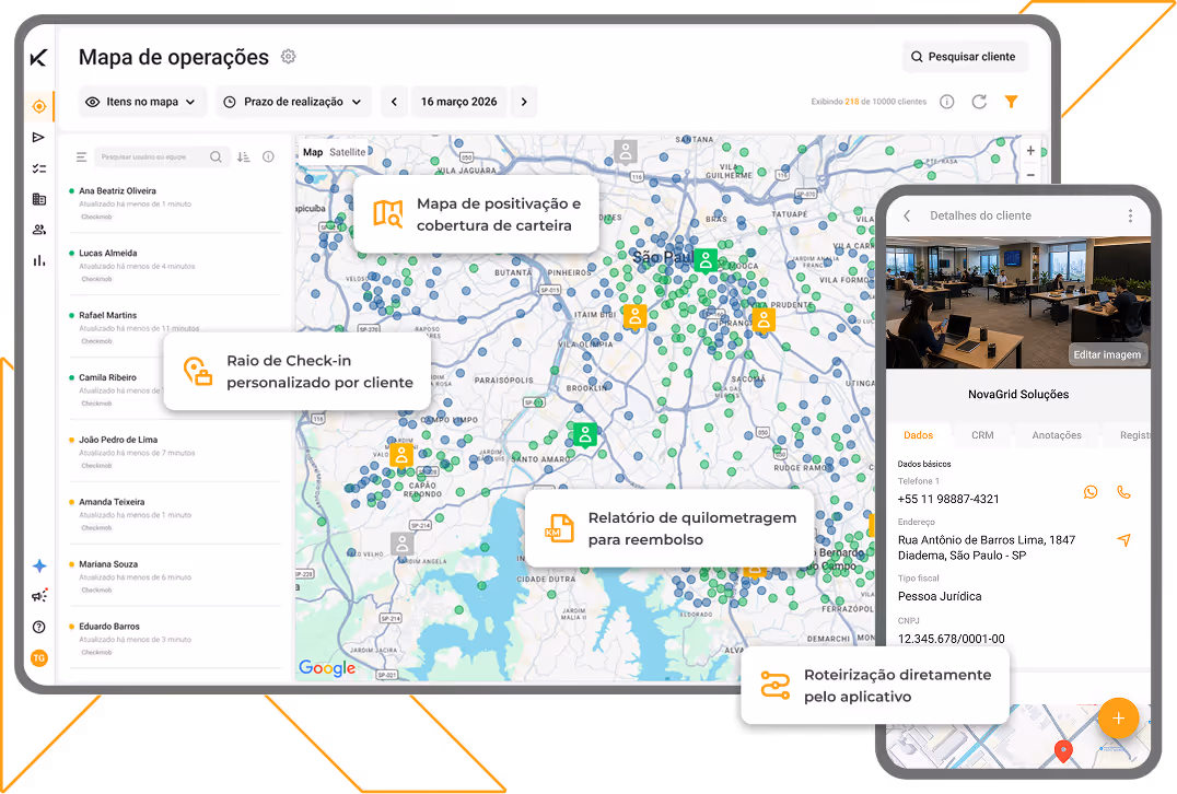 Software e aplicativo para gestão de equipes externas