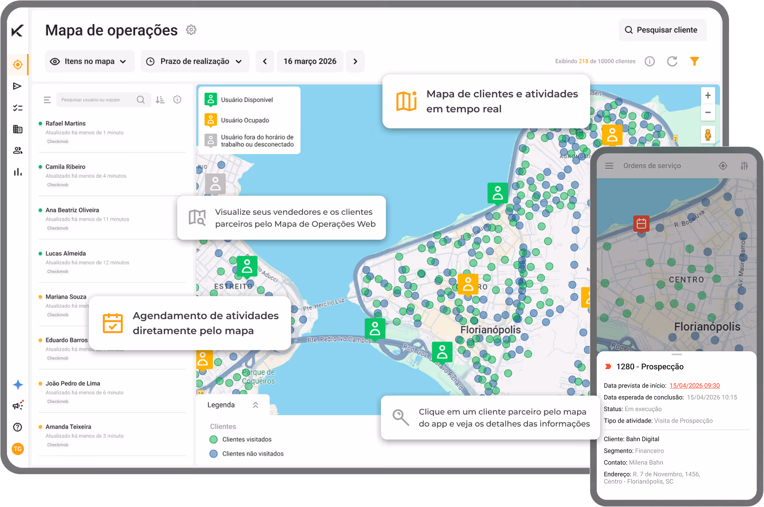 Software e aplicativo para gestão de equipes externas