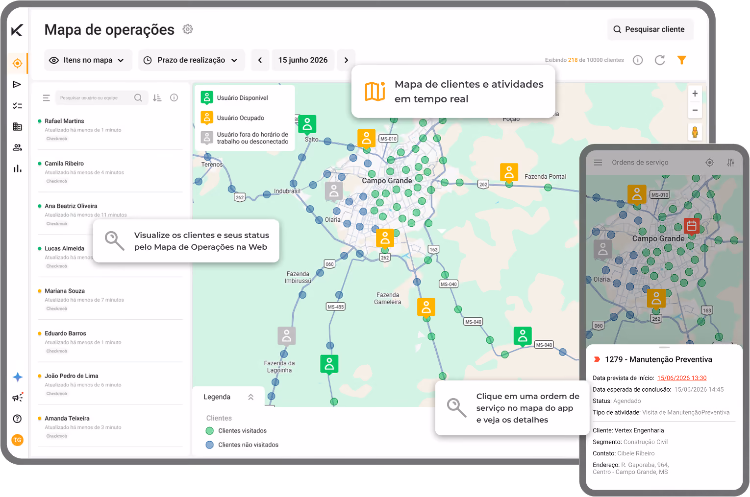 Software e aplicativo para gestão de equipes externas