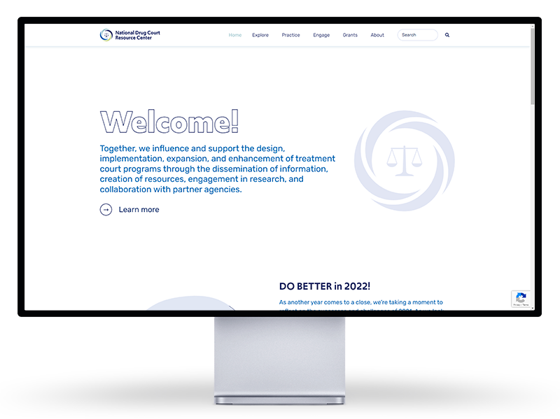 The National Drug Court Resource Center website, NDCRC.org, displayed on an Apple Pro Display XDR monitor.