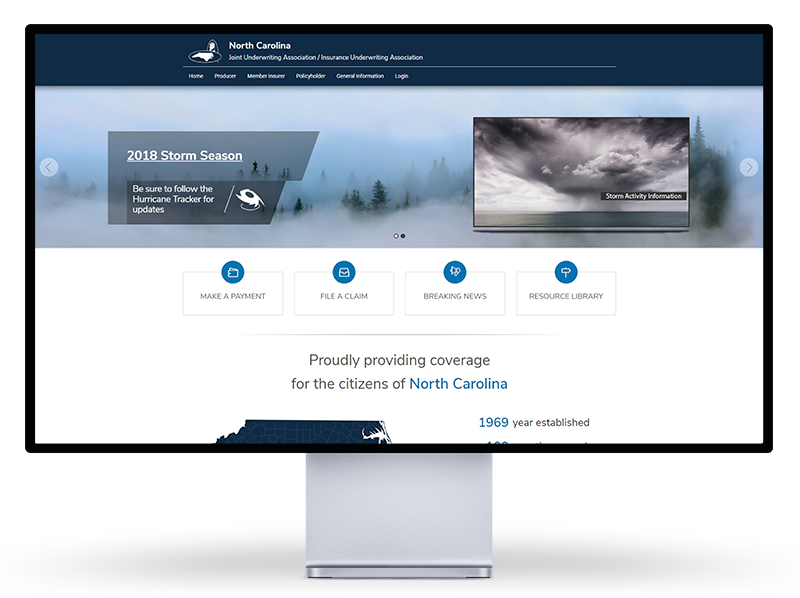 The home page of the NCJUA website displayed on an Apple Pro Display XDR mockup.