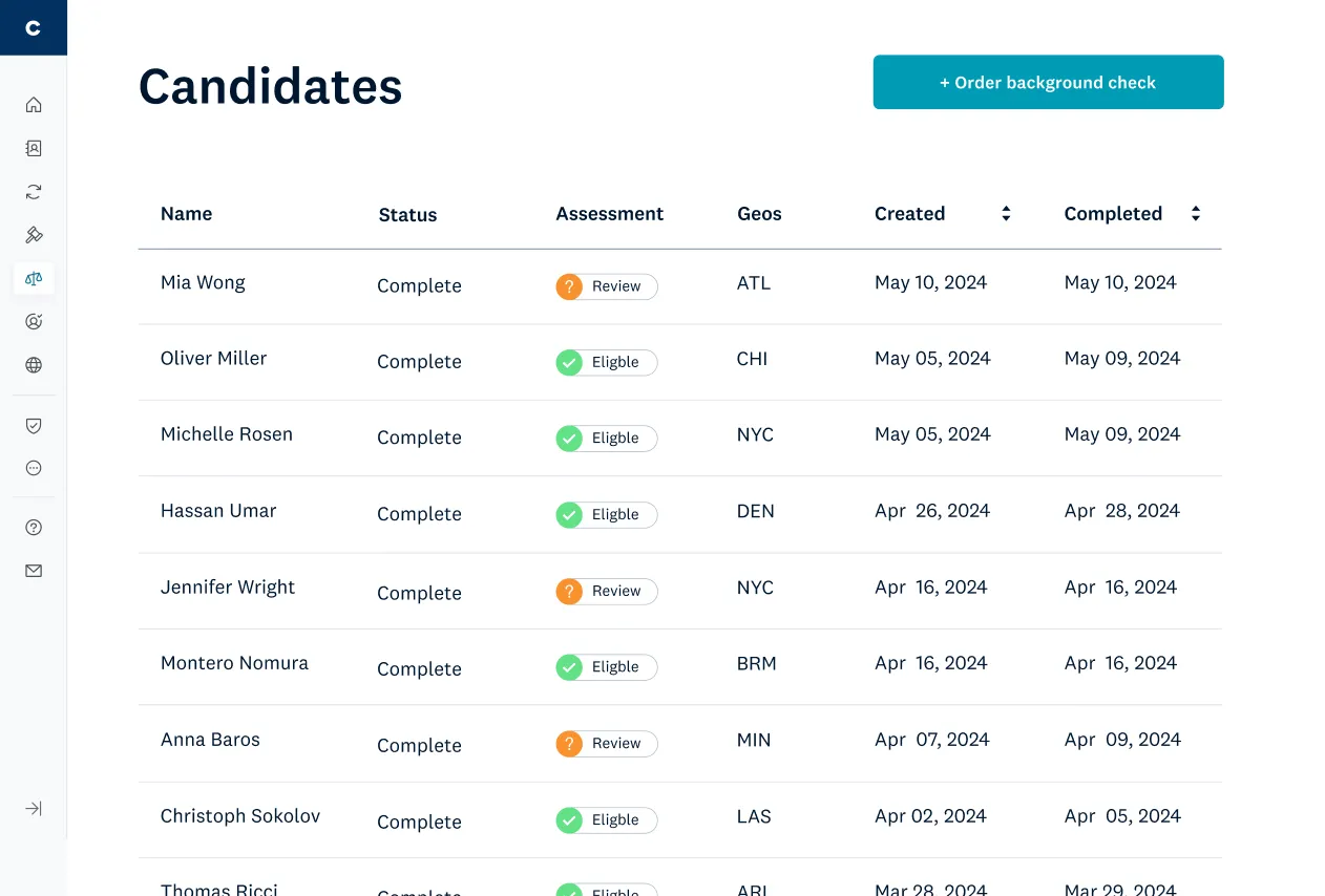 Checkr dashboard - Background checking platform