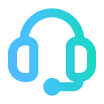 Blue and green gradient headset icon with microphone.