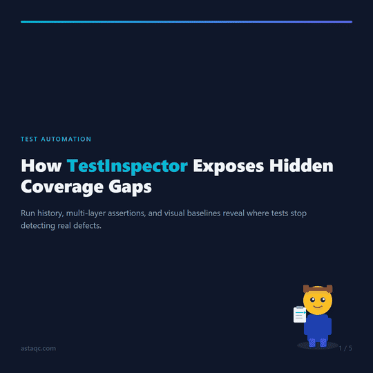 TestInspector coverage gap audit: run history, assertions, visual baselines