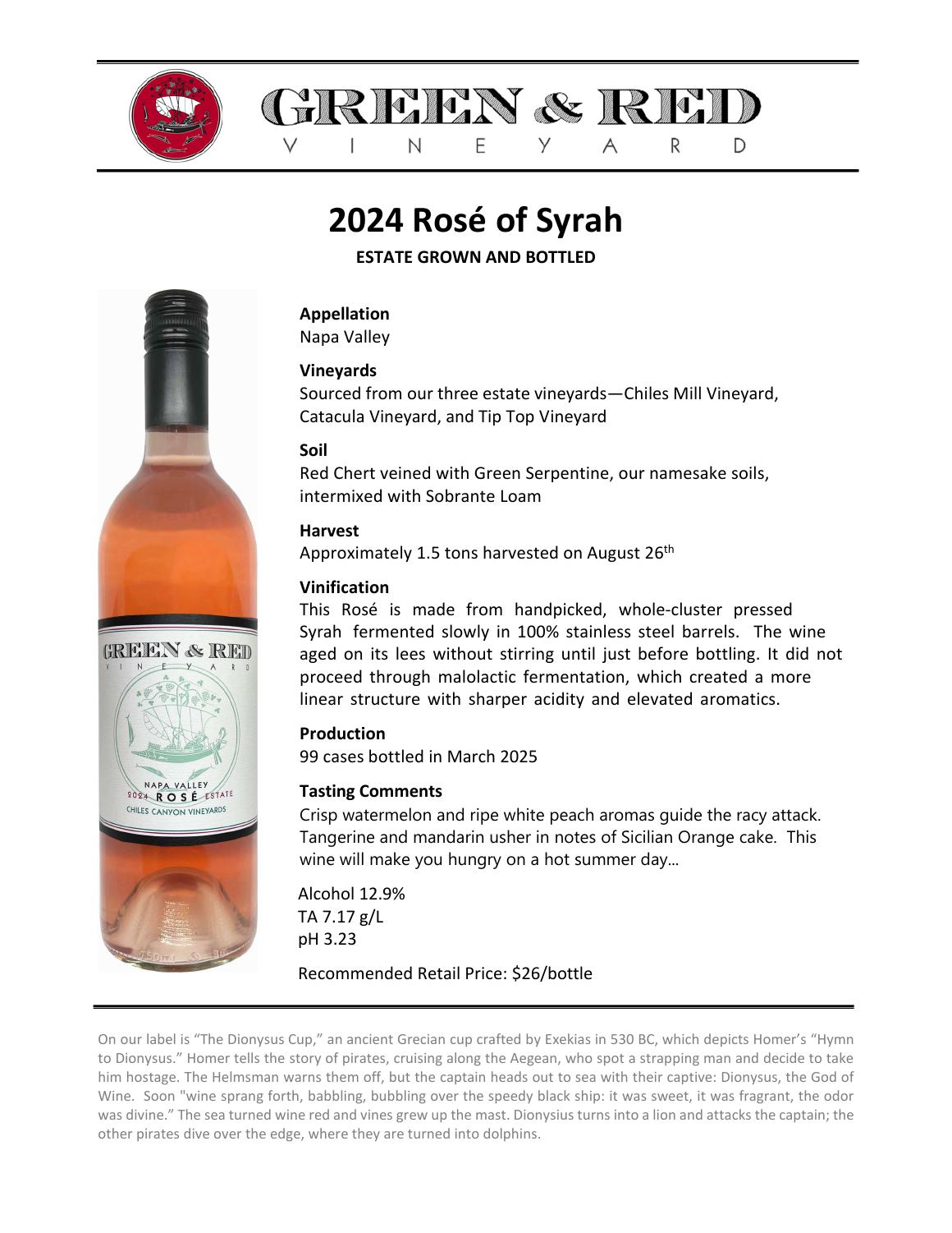 A preview of the 2024 Chiles Canyon Rosé tech sheet