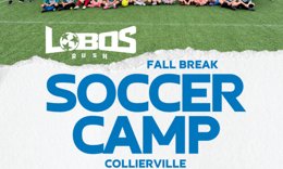 Lobos Rush First Touch fall-break soccer camp promotional flyer, October 12–16