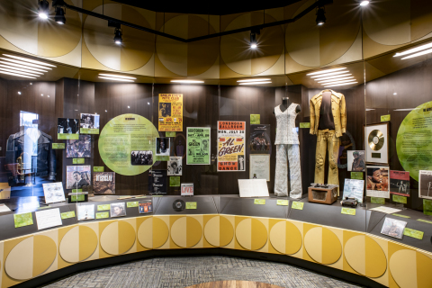 Exhibit cases inside the Stax Museum; undated approved press file photo.