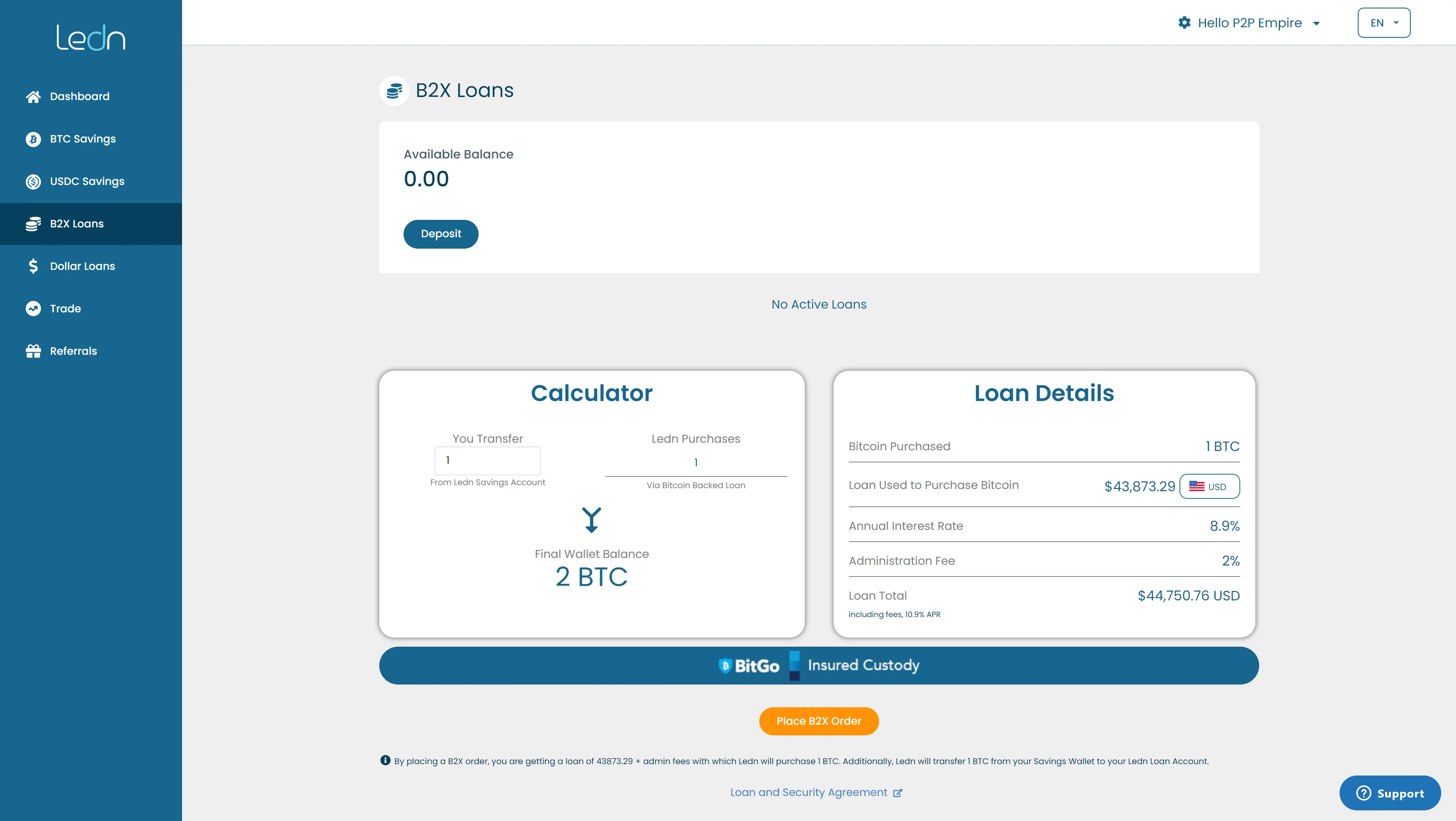Ledn platform features and product offerings