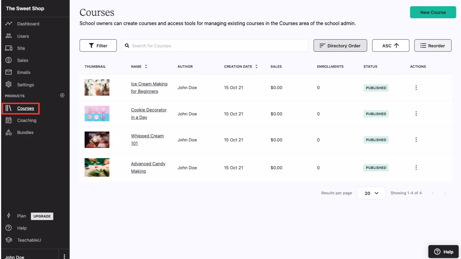 Courses – Teachable