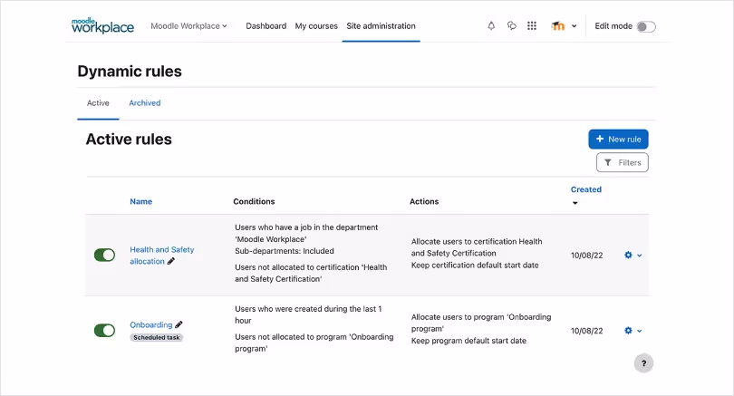 Moodle Dashboard