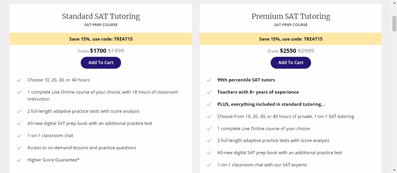 Two of the many SAT prep options from Kaplan