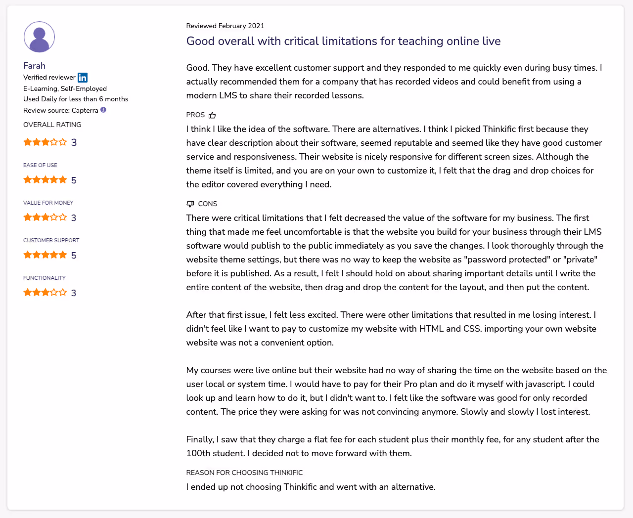 Thinkific Customer Review Software Advice