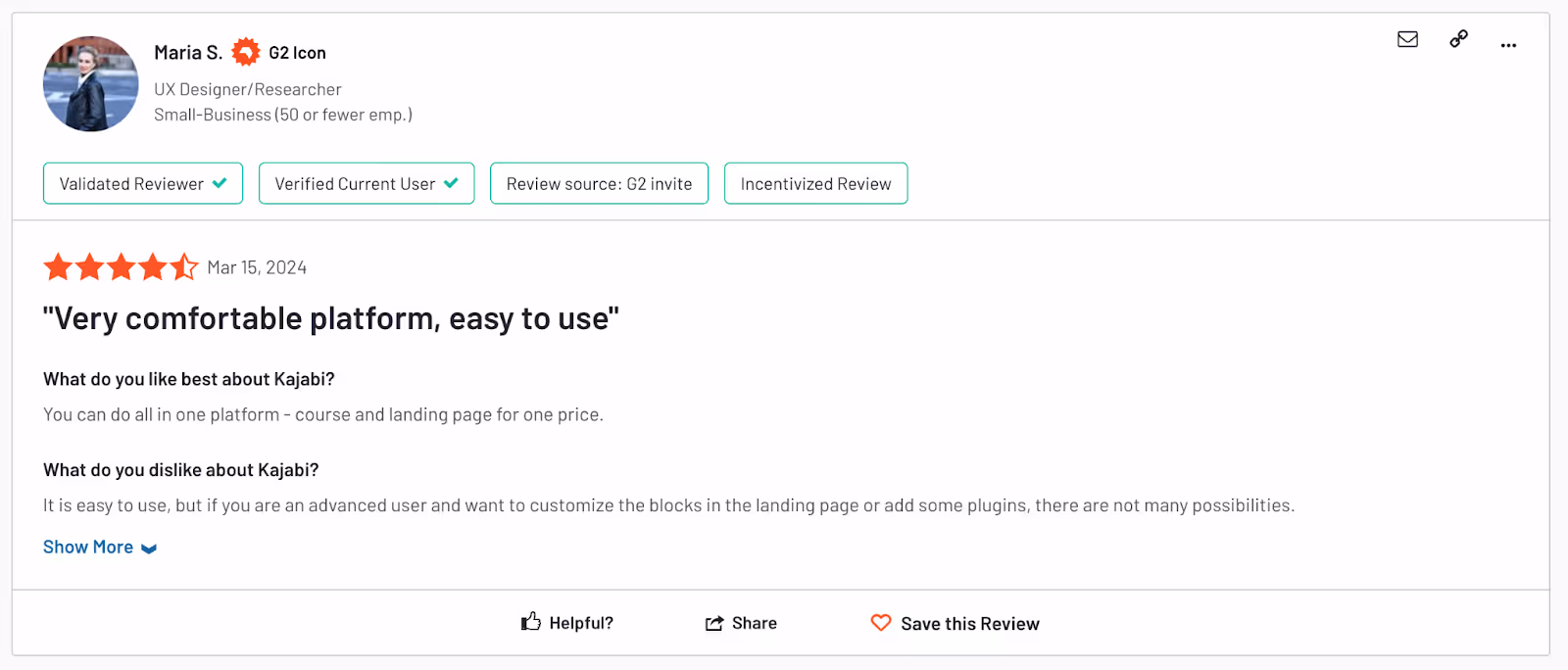 Kajabi Customer Review from Capterra