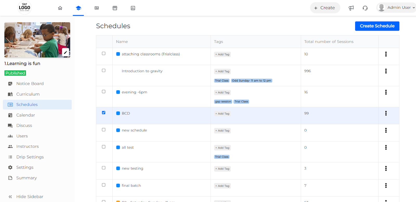 Scheduling Zoom lives classes using EdisonOS