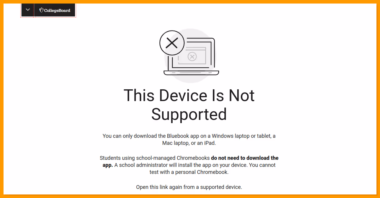Screenshot from the CollegeBoard website