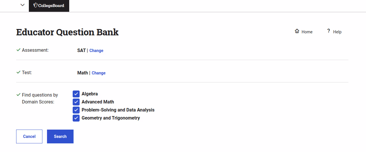 Screenshot: CollegeBoard