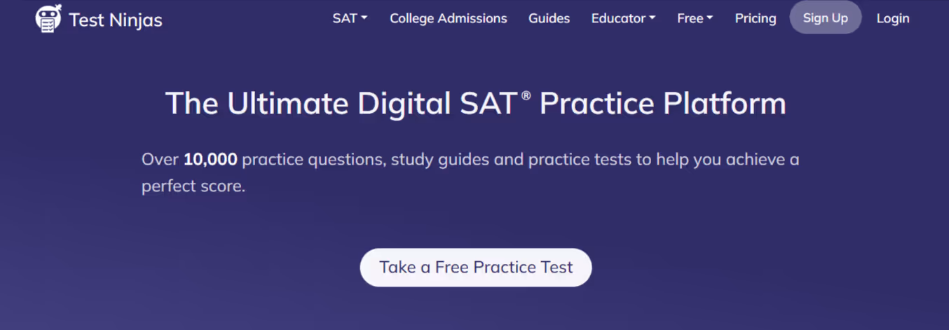 Test Ninjas offer digital SAT practice tests