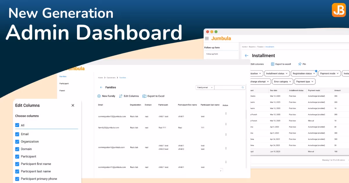 Jumbula | admin dashboard