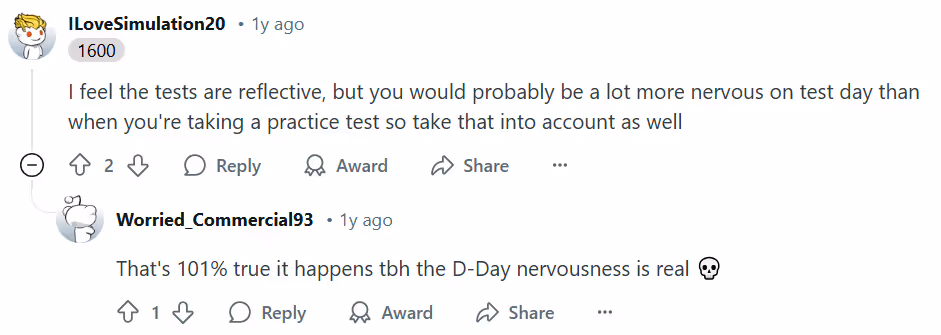 Nevvousness on test day