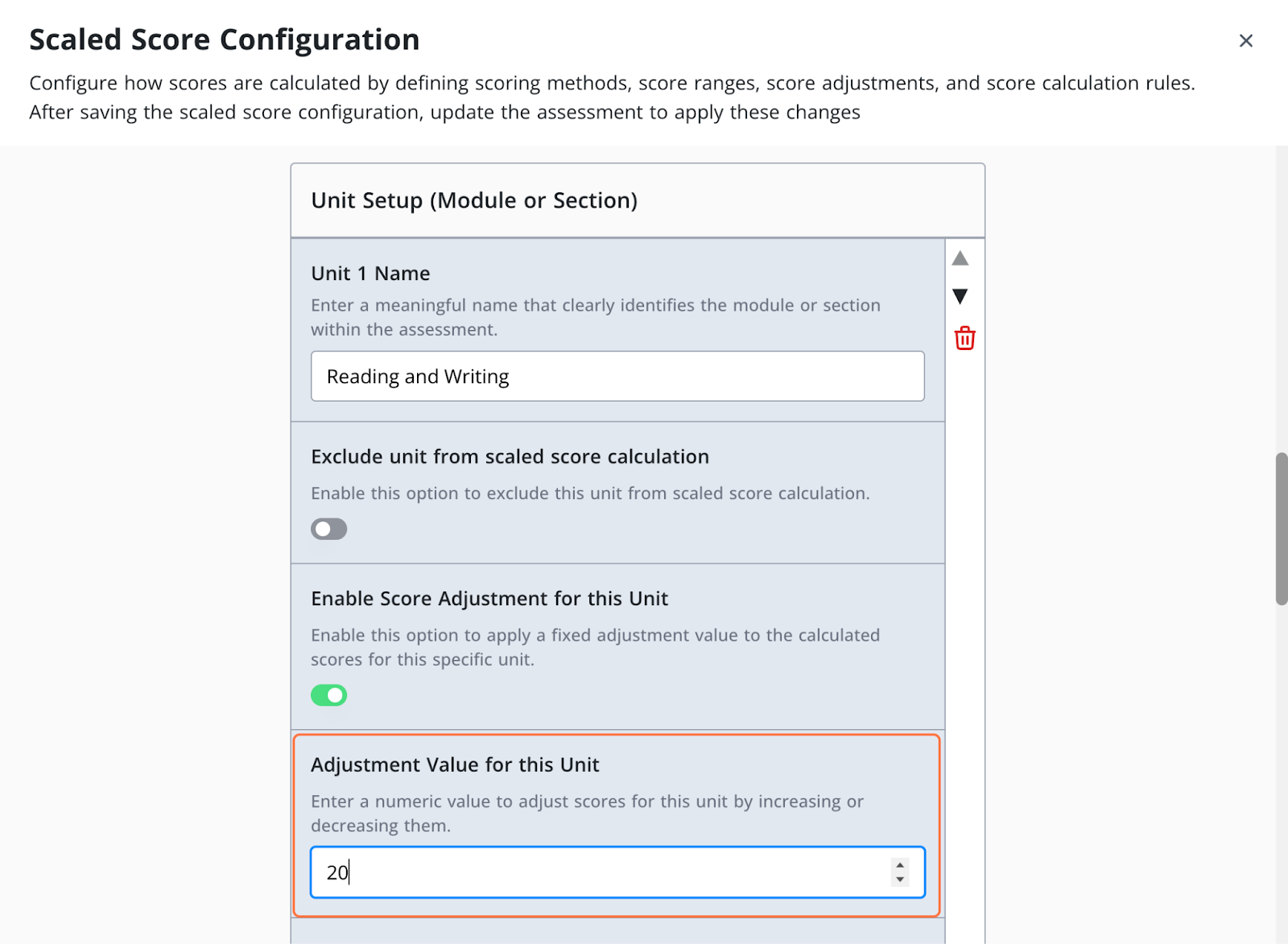 Adjustment value (bias value) in EdisonOS platform