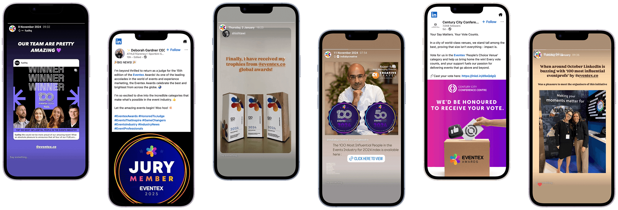 Eventex - social media engagement screenshots.