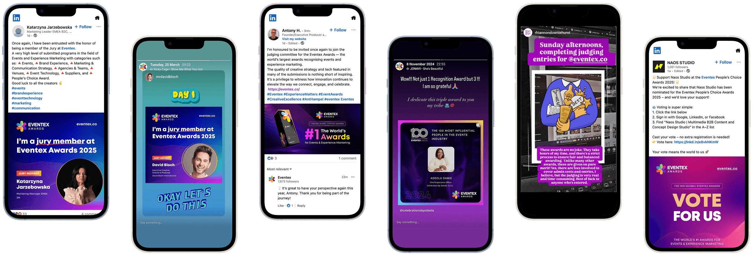 Eventex - social media engagement screenshots.