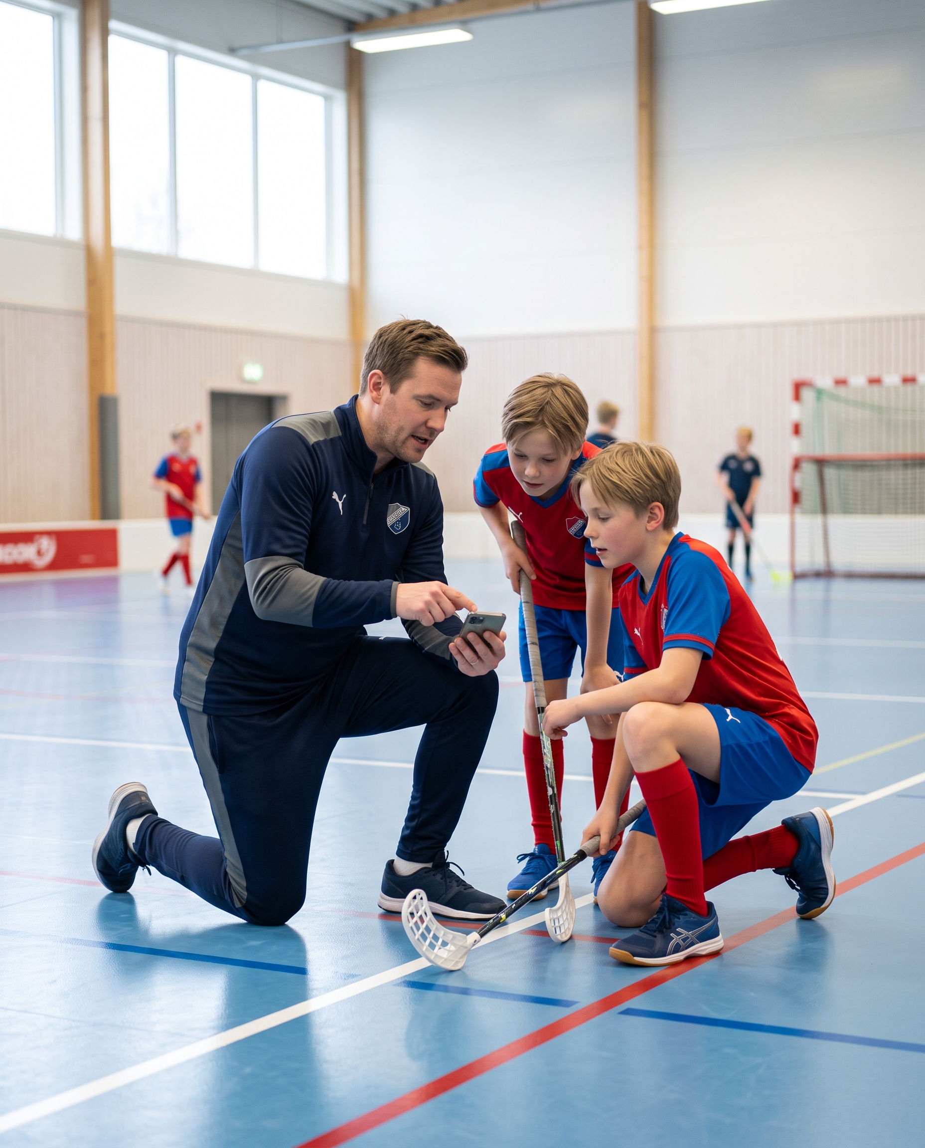 Tactical floorball drill illustration and video on the Qridi Sport app