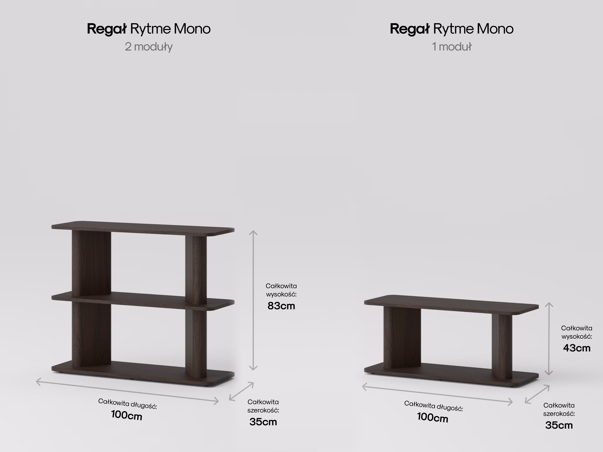 Dębowy regał Rytme Mono w stylowym wnętrzu