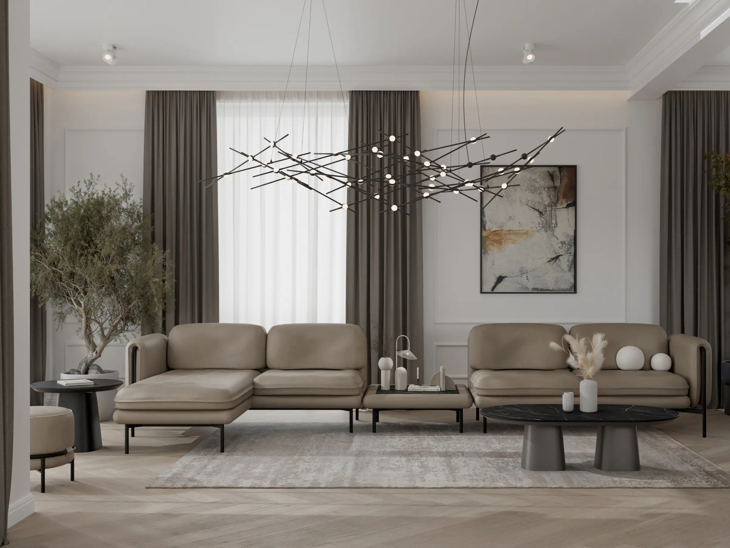Modułowa sofa Mava w zaaranżowanym salonie