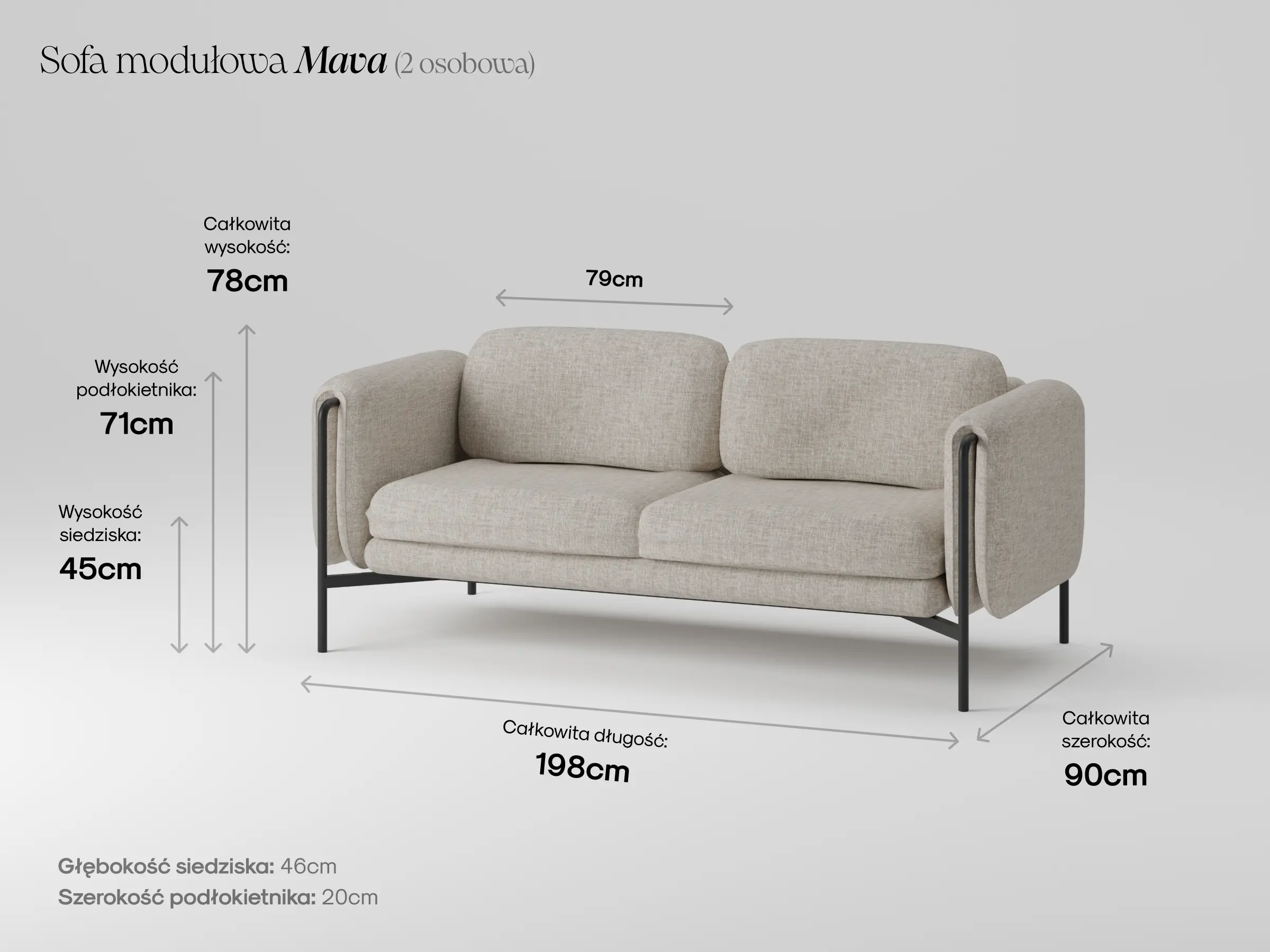 Modułowa sofa Mava w zaaranżowanym salonie