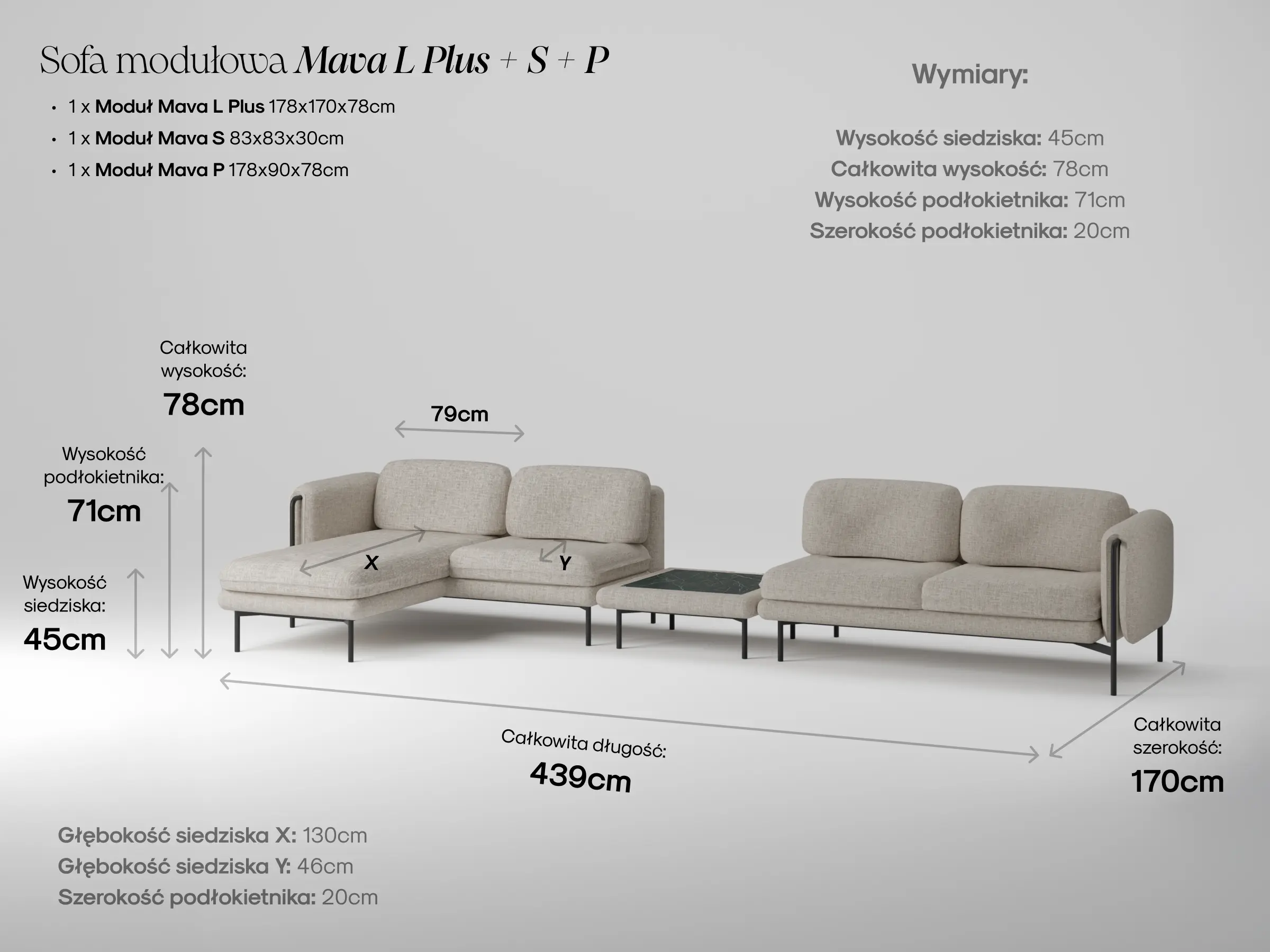 Modułowa sofa Mava w salonie w naturalnym stylu