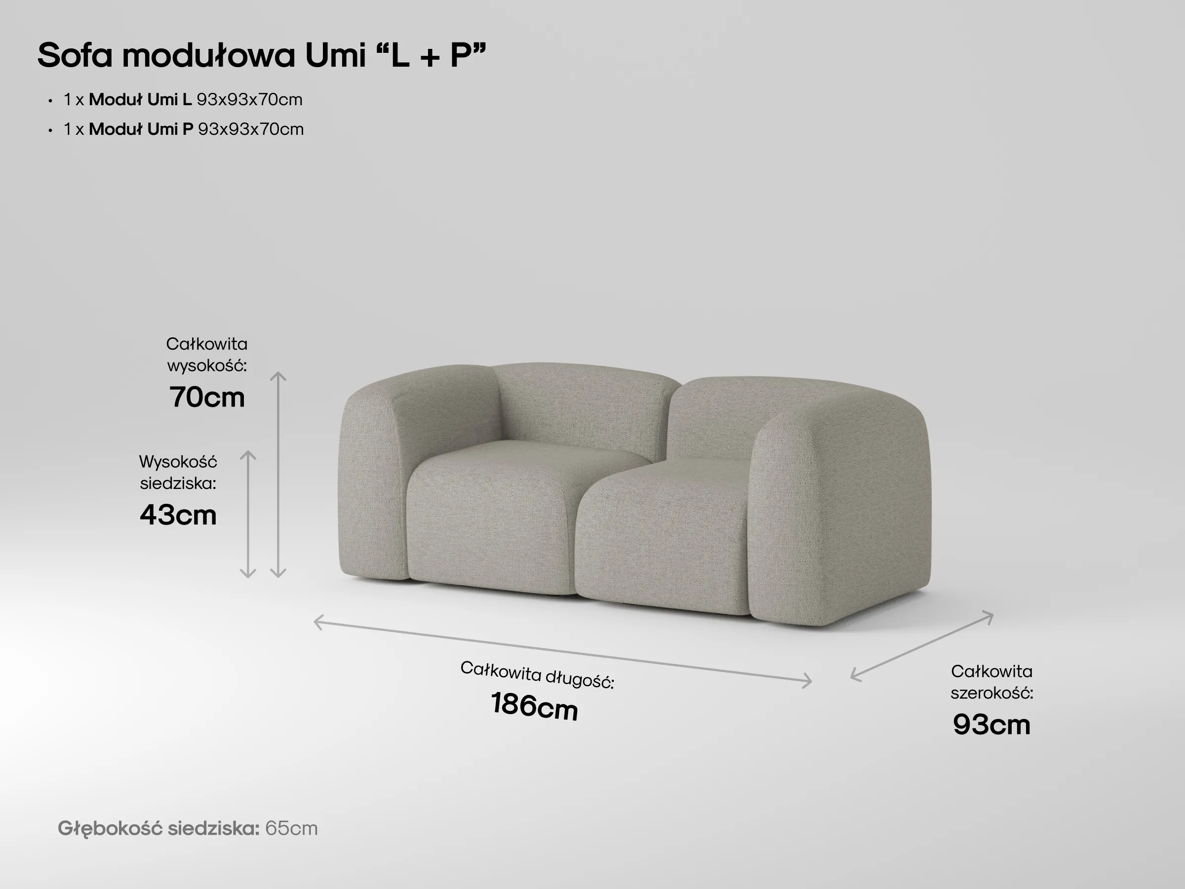 Modułowa sofa Umi w przytulnym salonie