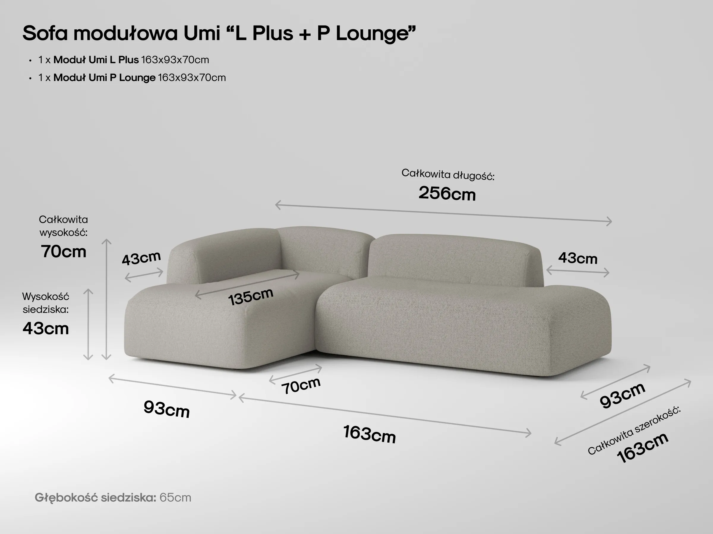 Modułowa sofa Umi w salonie w naturalnym stylu