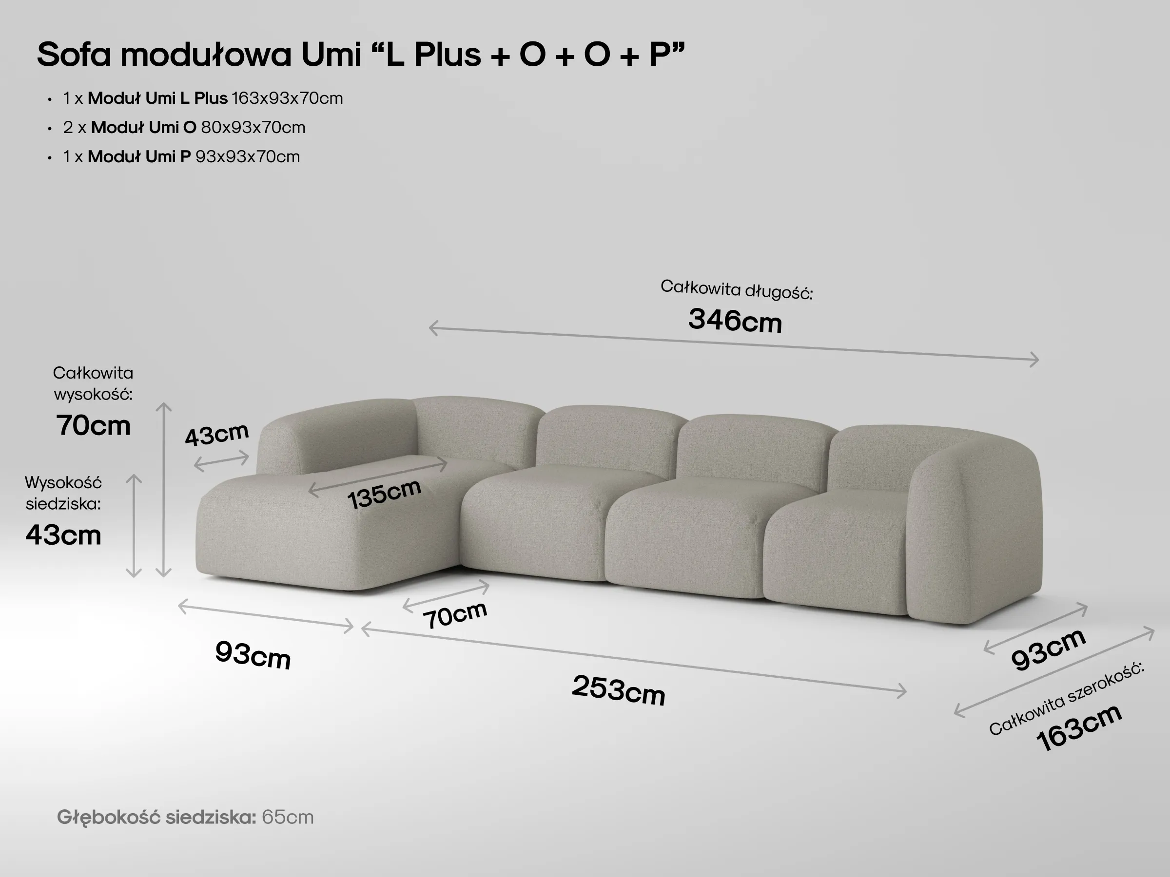 Modułowa sofa Umi w aranżacji salonu