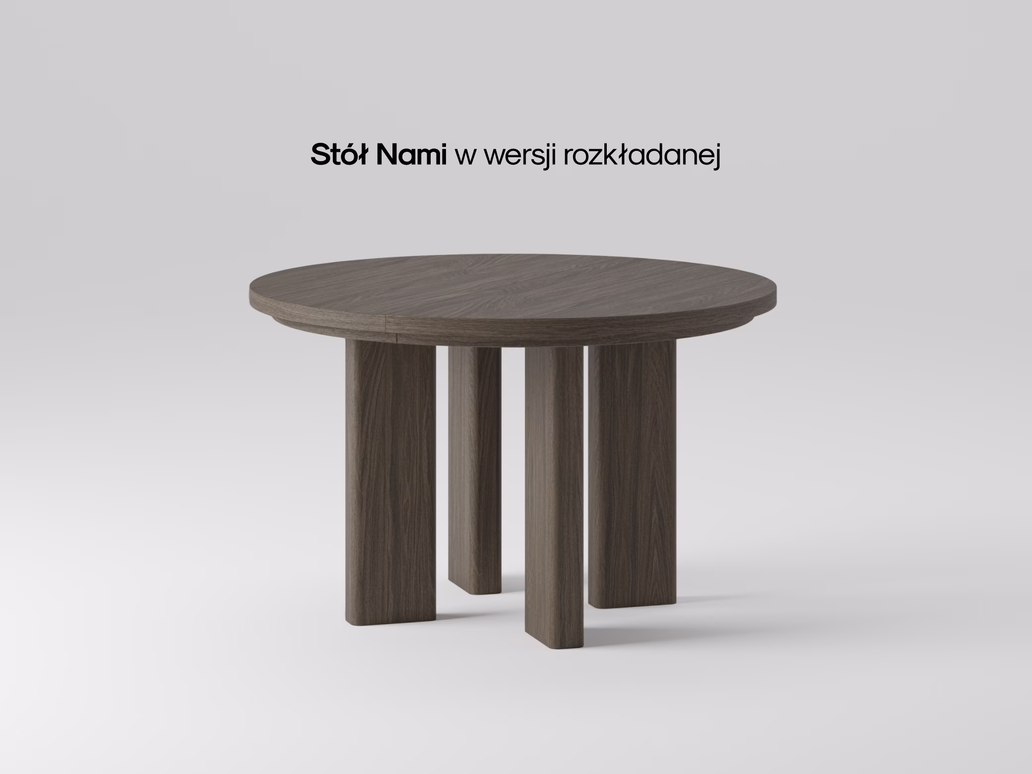 Okrągły dębowy stół Nami w nowoczesnej jadalni